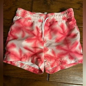 Janie & Jack Shibori Candy Pink swim trunk.